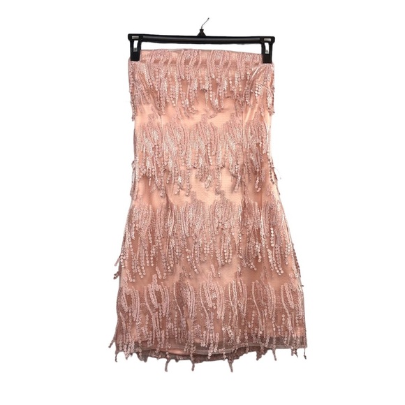 Lulu’s Making Magic Blush Pink Fringe Lace-Up Mini Dress size Large - Picture 10 of 10